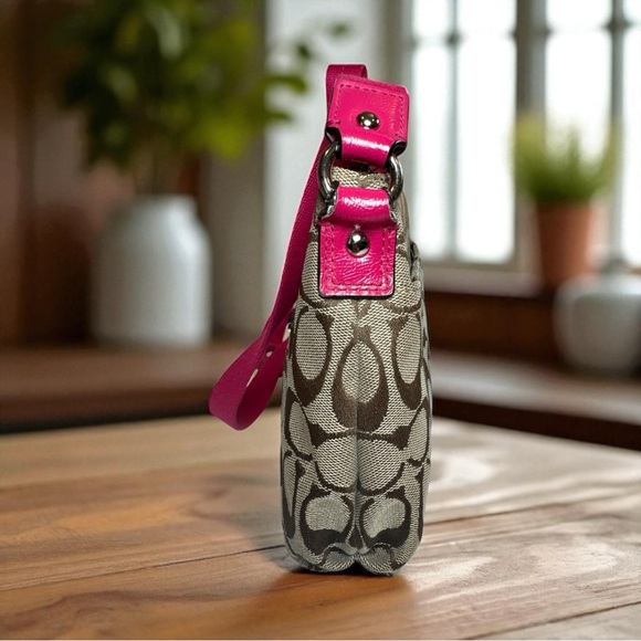 Coach Poppy Crossbody Vintage Signature Canvas & Pink Leather Accents - Picture 6 of 15